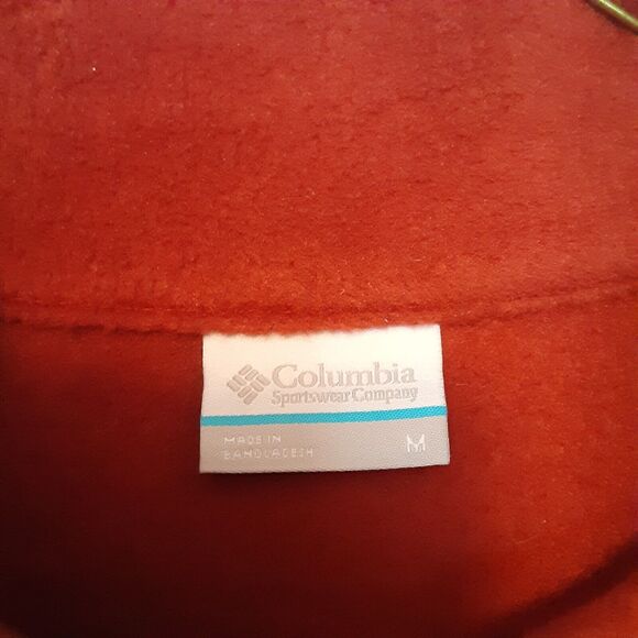 Columbia Mens Jacket Size Medium Red Two Tone Fleece Long Sleeve Pockets - Picture 3 of 6